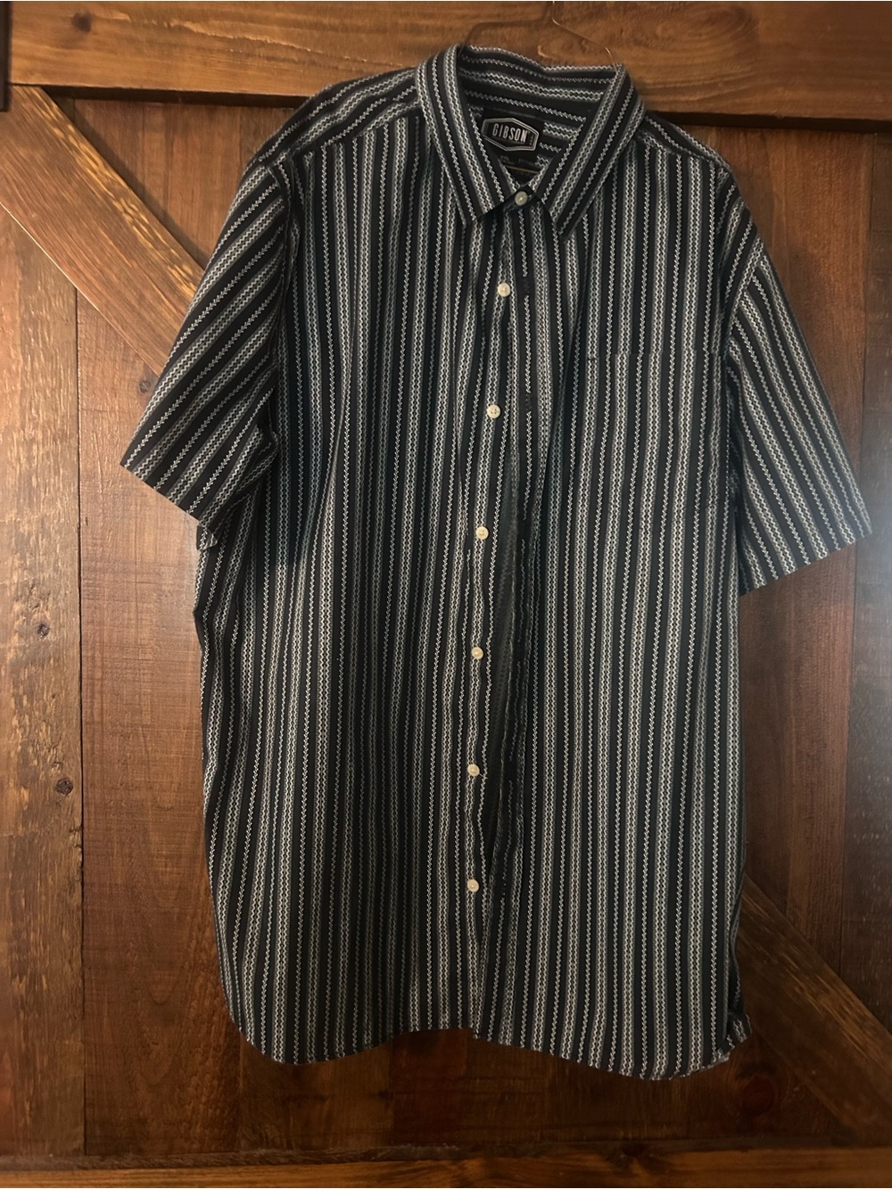Gibson Navy Stripe Short-Sleeve Button-Up Shirt
